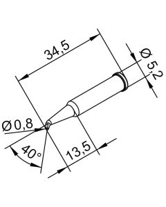 Ersa 0102SDLF08L. DUR Lötspitze für i-Tool, verlängert, gebogen, bleistiftspitz, 0,8 mm