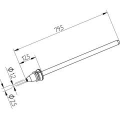 Ersa 0742ED1225H. Entlötspitze für X-Tool Vario, Durchmesser innen 1,2 mm, außen 2,5 mm, hochverzinnt