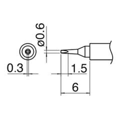 Hakko T30-D06. Soldering tip Shape-0.6D C5041 Nozzle assembly D